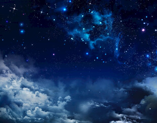 梦幻星空下的云海