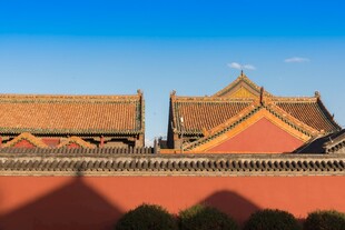 故宫红墙与屋顶建筑景观
