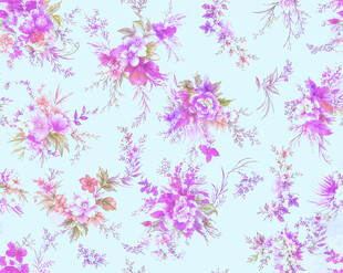 淡蓝底粉紫花卉图案