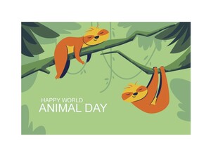 树上的可爱动物庆祝日