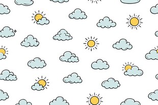 手绘云朵太阳