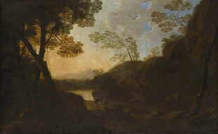 黄昏下的静谧山林景色