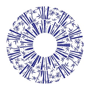 圆形蓝白花纹装饰图案