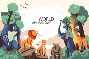 世界动物日的丛林动物们