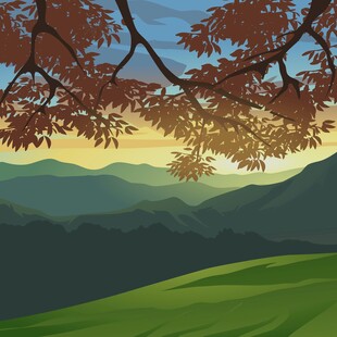 秋日山林插画