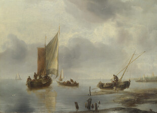 海上帆船风景油画
