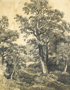 复古风格森林树木绘画