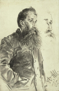 蓄须男子的复古风格肖像画