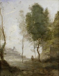 乡村林间风景油画