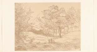 复古风乡村风景素描画