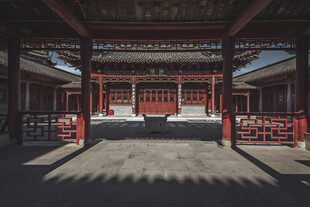 中式古建庭院内景