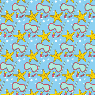 海星潜水镜图案的梦幻背景