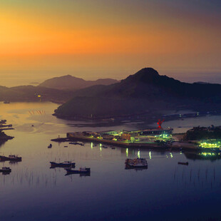 黄昏海港美景