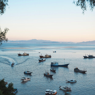 海上船只停泊的美丽景致