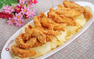 香酥炸鱼排配清新小花