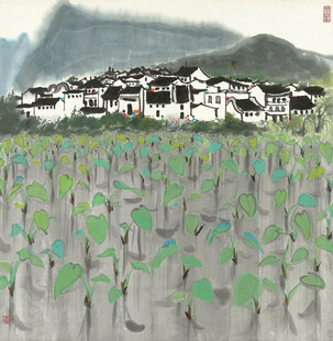 水墨田园村落景观图