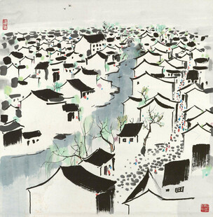 江南水乡水墨画景