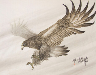 水墨雄鹰展翅图