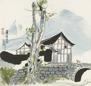 水墨山水间的古朴民居