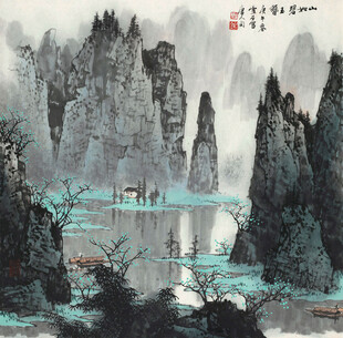 水墨山水国画意境图