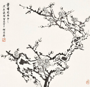 墨梅栖鸟图