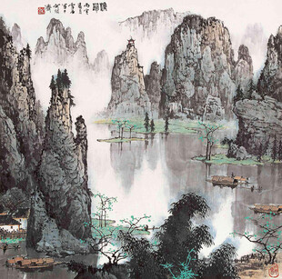 水墨山水国画意境图
