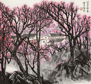 水墨桃花图