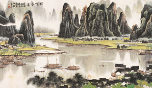 水墨山水国画风景图