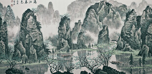 水墨山水国画风景图