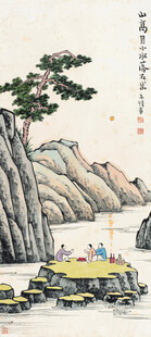 山水间的悠然泛舟图景
