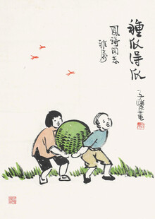 童趣背瓜图