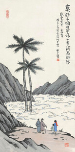 山水间的悠然垂钓场景