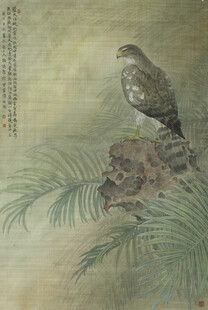 古画中栖于松枝的飞鸟