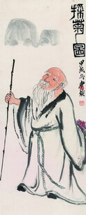 古代老者持杖图