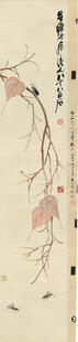 水墨风柳枝小鸟写意画