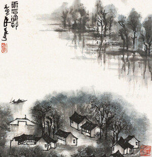 水墨江南水乡图景