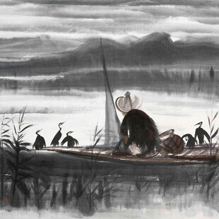 孤舟蓑笠翁独钓寒江景