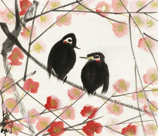 枝头双鸟图