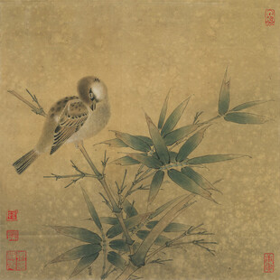 竹枝上的双雀图