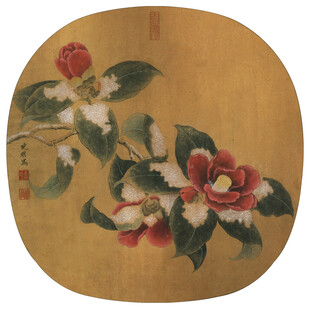 圆形花卉古画