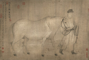 古代人物与马的绘画场景