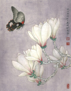 玉兰花畔蝶飞舞