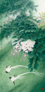 竹林白鸽图