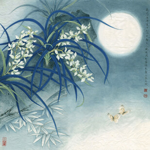 月夜兰花图