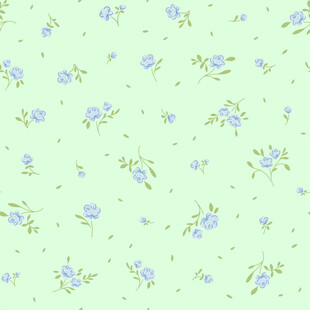 淡绿底蓝花清新花卉图案