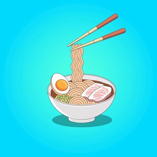 日式拉面插画
