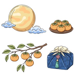 中秋柿意插画