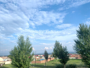 乡村蓝天绿树远景风光