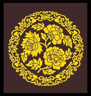 圆形金色花卉传统纹饰
