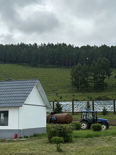 乡村小屋旁的田园风光